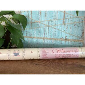 Vintage 80s Collins & Aikman Wallcovering Rolls Apple Basket Wallpaper 7847002